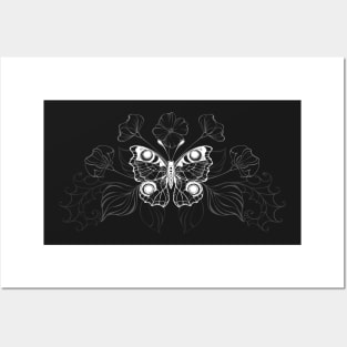 White Butterfly Peacock Posters and Art